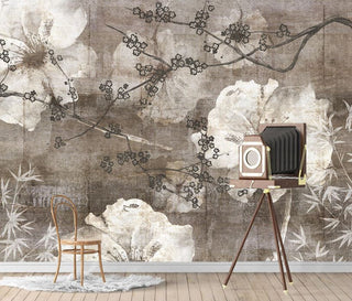 Soft Brown Floral Wallpaper