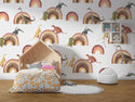 Dinosaurs and Rainbow Peel and Stick Wallpaper