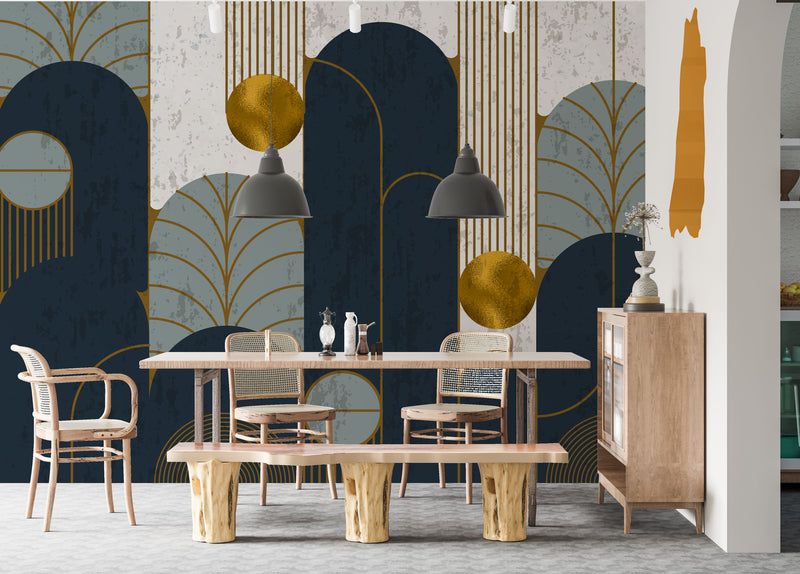 Geometric Gold Detailed Modern Wallpaper - luzenandco