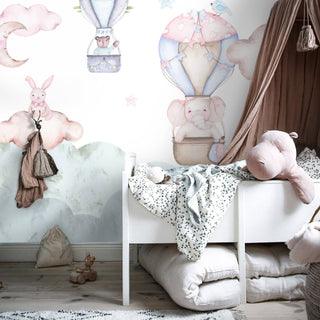 Flying Hot Air Balloons Peel and Stick Wallpaper, Wall sticker, Wall poster, Wall Decal - Luzen&co