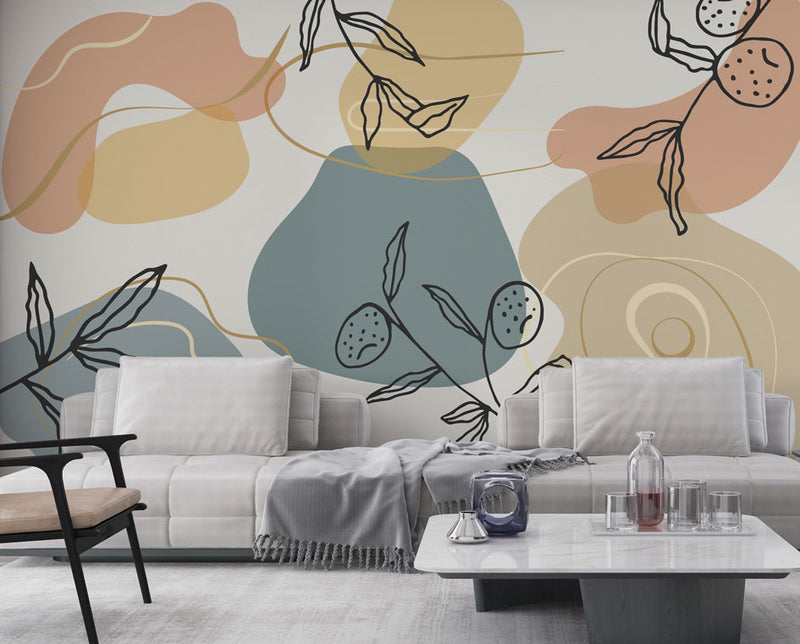Linear Leaves Self Adhesive Wallpaper