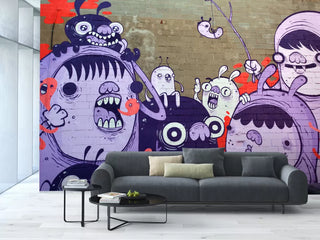 Funny Characters Graffiti Wall Mural Wallpaper
