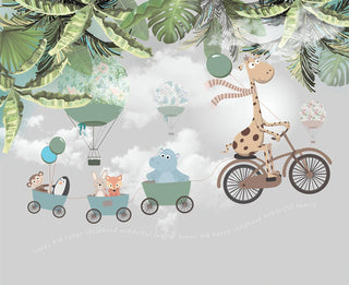 Animals On A Bike Train Wallpaper, Wall sticker, Wall poster, Wall Decal - Luzen&co
