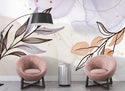 Linear Leaves with Watercolor Effect Self adhesive Wallpaper