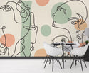 Linear Face Figures Wall Mural Peel and Stick Wallpaper - Luzen and co Australia