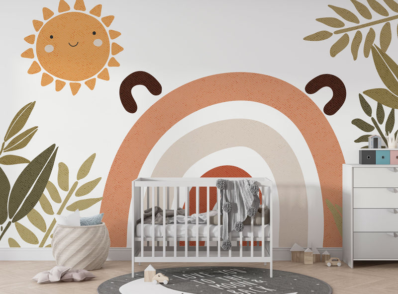 Rainbow and Sun Kids Wallpaper, Wall sticker, Wall poster