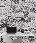 Graffiti Inscribed Stylish Wall Mural Wallpaper