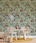 Dinosaur Pattern Tropical Floral Wallpaper, Wall sticker, Wall poster, Wall Decal