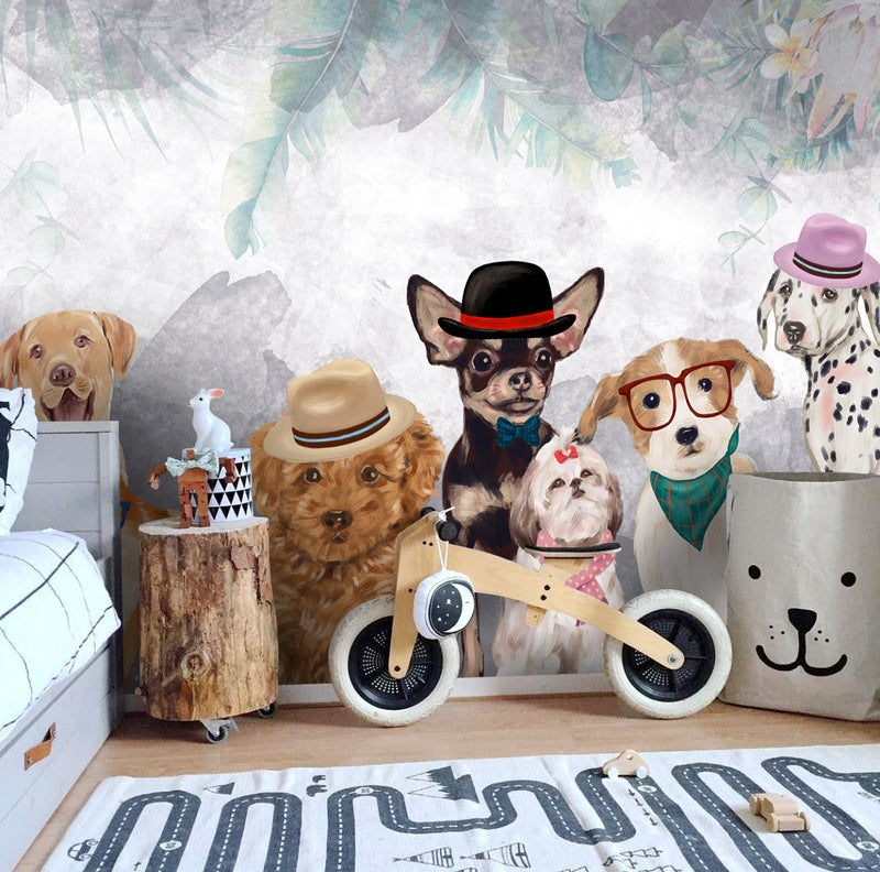 Dogs Peel and Stick Wallpaper for Kids, Wall sticker, Wall poster, Wall Decal - Luzen&co