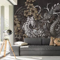 Grey Tones Dragon Designed Self Adhesive Wallpaper - Luzenandco