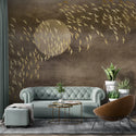 Moon and Bird Mosaic Pattern Self Adhesive Wallpaper - Luzenandco