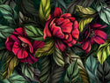 Green And Red Tones Floral Wallpaper