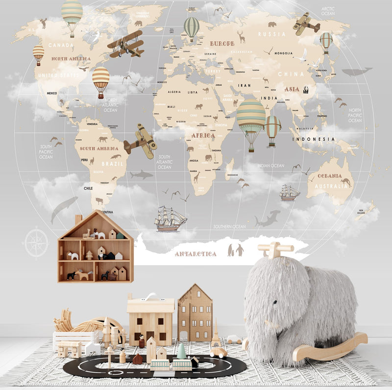 World Map Self adhesive wallpaper Peel and Stick wallpaper in Australia - Luzen&Co