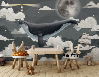 Whale Peel and Stick wallpaper Self adhesive wallpaper -Luzen&Co