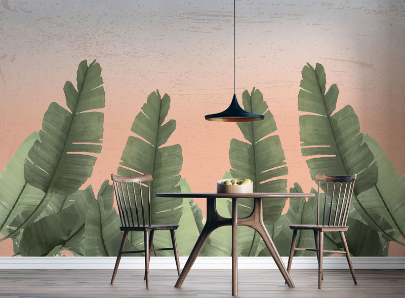 Big Tropical Leaves Gradient Self Adhesive Wallpaper