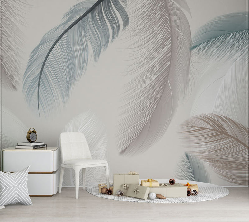 Soft Color Feathers Self Adhesive Wallpaper