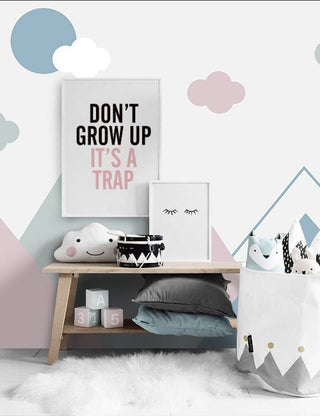 Clouds And Mountain Kids Self adhesive Wallpaper, Wall sticker, Wall poster, Wall Decal - Luzen&co