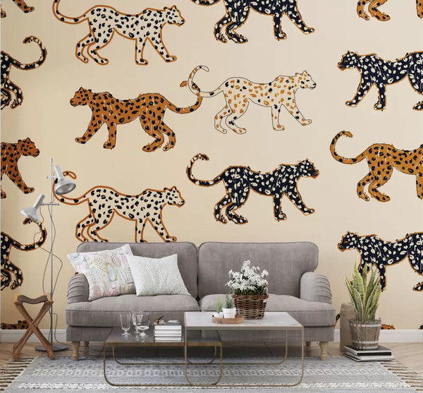 Colorful Tigers Wall Mural Self adhesive Wallpaper