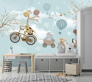 Giraffe on Sky Blue Tones Wallpaper, Wall sticker, Wall poster, Wall Decal