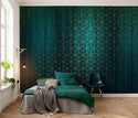 Petrol Blue Color Geometric Pattern Wallpaper