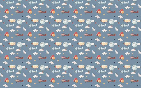 Hot Air Balloon And Plane Self adhesive Wallpaper
