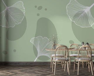 Peanut Green Linear Flowers Self adhesive Wallpaper