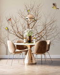 Trees and Birds Wallpaper in Sepia Tones