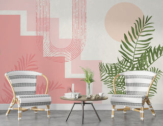 Geometric Patterns and Tropical Leaves Wallpaper