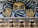 Muted Human Figure Graffiti Wall Mural Wallpaper