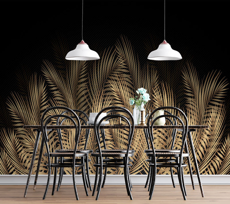 Big Yellow Tropical Leaves Self Adhesive Wallpaper