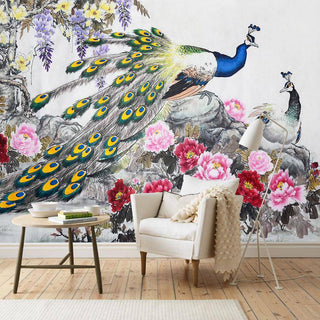 Peacock Floral Self adhesive Wallpaper