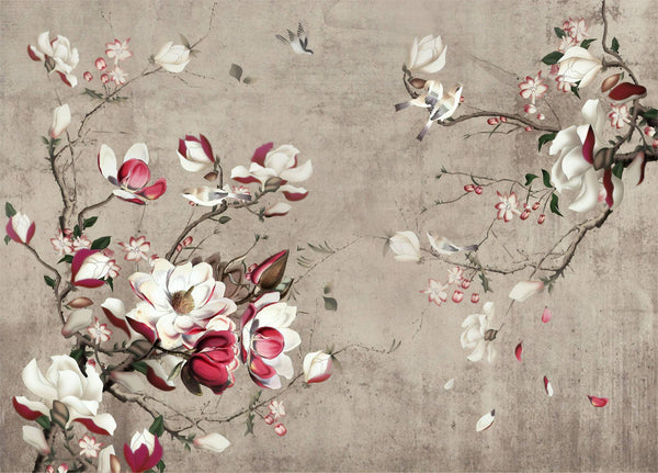 Beautiful Designed Nude Tones Flowers Self adhesive wallpaper