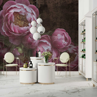 Pink Tumbled Dark Flowers Wallpaper