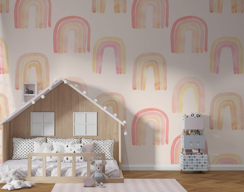 Rainbow Wallpaper for kids room, Wall sticker, Wall poster