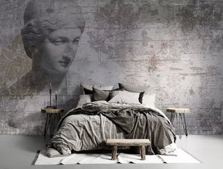 Woman Statue Antique Floral Wall Mural Wallpaper