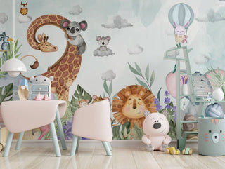 Cartoon Animals Kids Peel and stick Wallpaper, Wall sticker, Wall poster, Wall Decal - Luzen&co