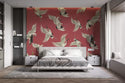 Birds Figured Turquoise Wall Mural Self adhesive Wallpaper Luzenandco