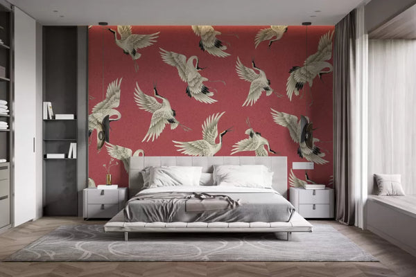 Birds Figured Turquoise Wall Mural Self adhesive Wallpaper Luzenandco