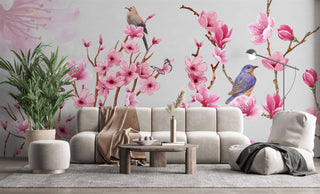 Pink Apricot Flowers Self adhesive Wallpaper