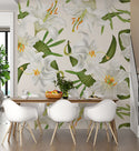 Soft White Flower Pattern Wallpaper