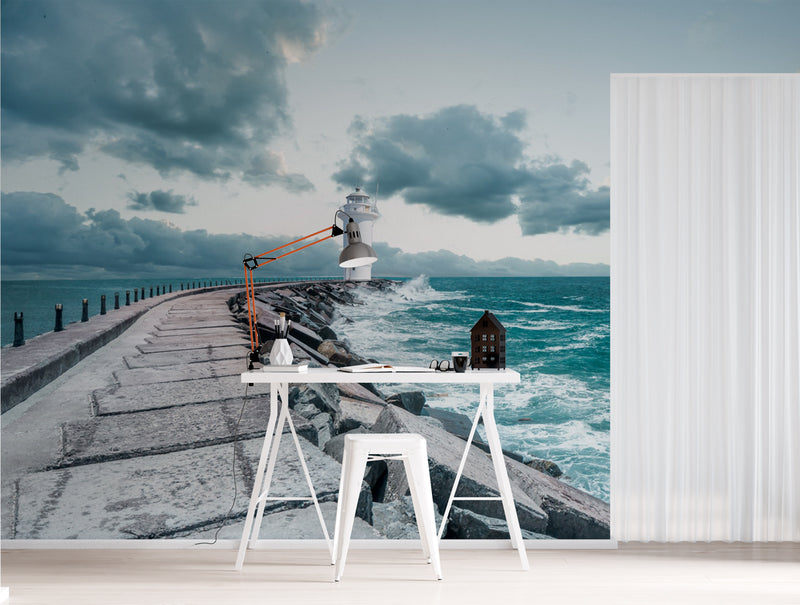 Lighthouse Landscape Peel and Stick Wallpaper