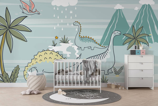 Dinosaur Life into Nature Wallpaper, Wall sticker, Wall poster, Wall Decal