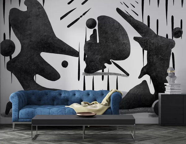 Black Human Figures Modern Peel and Stick Wallpaper - Luzenandco Australia
