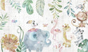 Cartoon Tropic Animals and Leaves Wallpaper, Wall sticker, Wall poster, Wall Decal - Luzen&co
