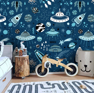 Space Kids Self adhesive wallpaper Peel and Stick wallpaper in Australia - Luzen&Co