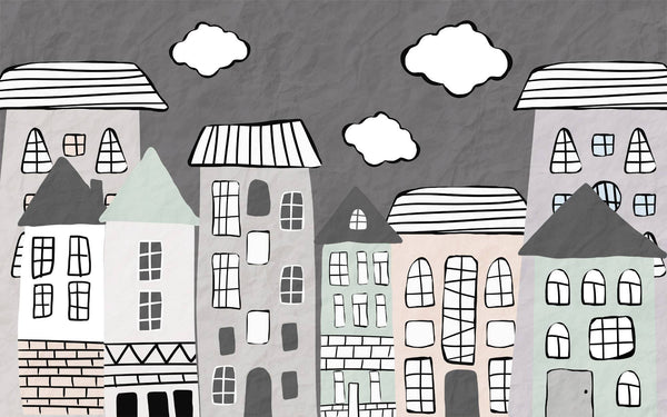 Cartoon Buildings Kids Wallpaper