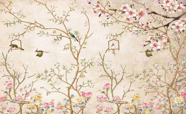 Pastel Colors Floral Wallpaper