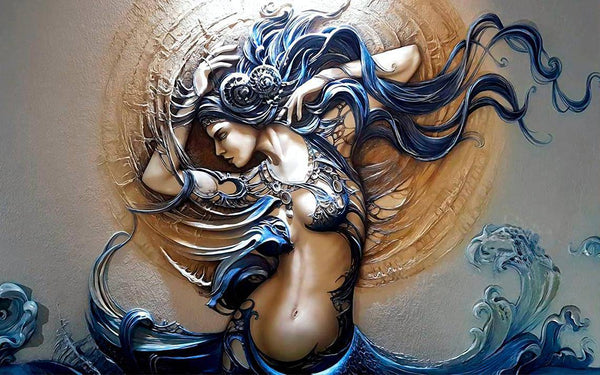 Mermaid Sculpture Wall Mural Self adhesive Wallpaper - Luzen&Co