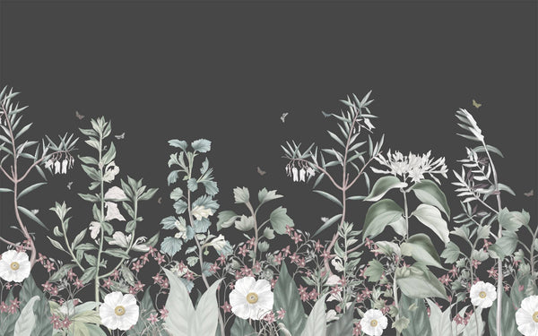 Dark Background Flower Garden Self adhesive Wallpaper
