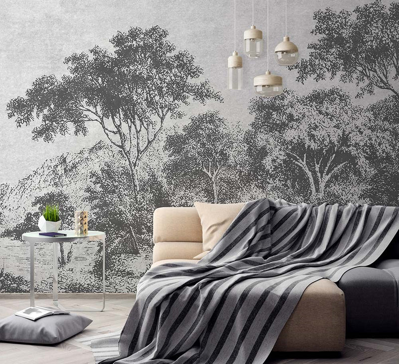 Trees in Black and White Self adhesive Wallpaper